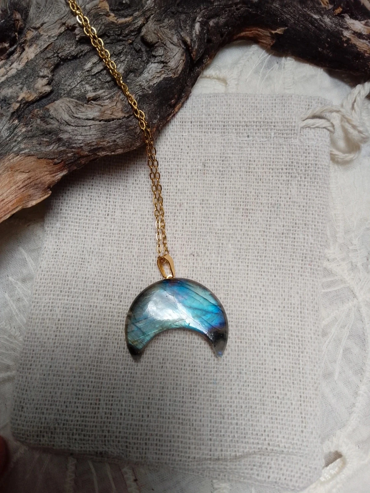 Collier lune en pierre de labradorite naturelle – photo 4